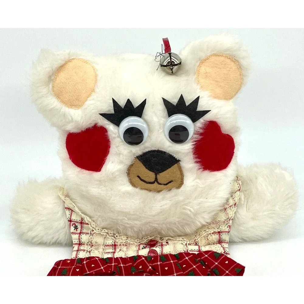 Vintage Christmas Stocking Bear Plush Googly Eyes 22